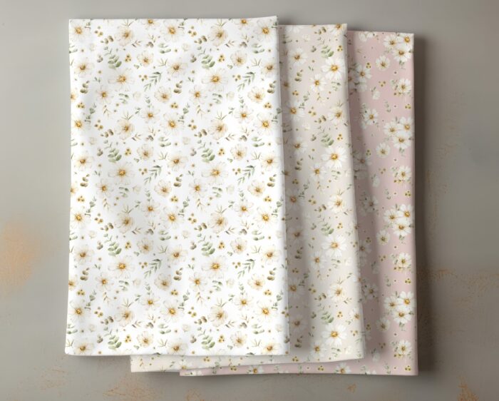 Tissu Imprimé Fleuri Manon Blanc, 7 tissus au choix – Image 4