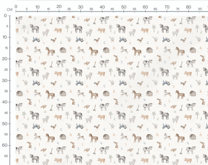 Tissu Imprimé Animaux de la Ferme Alphabet, 7 tissus au choix – Image 3