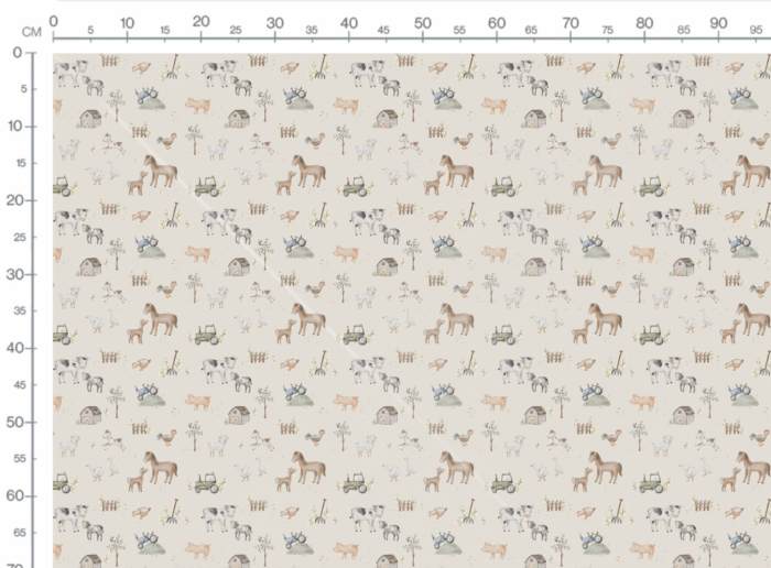 Tissu Imprimé Animaux de la Ferme Beige, 11 tissus au choix – Image 3