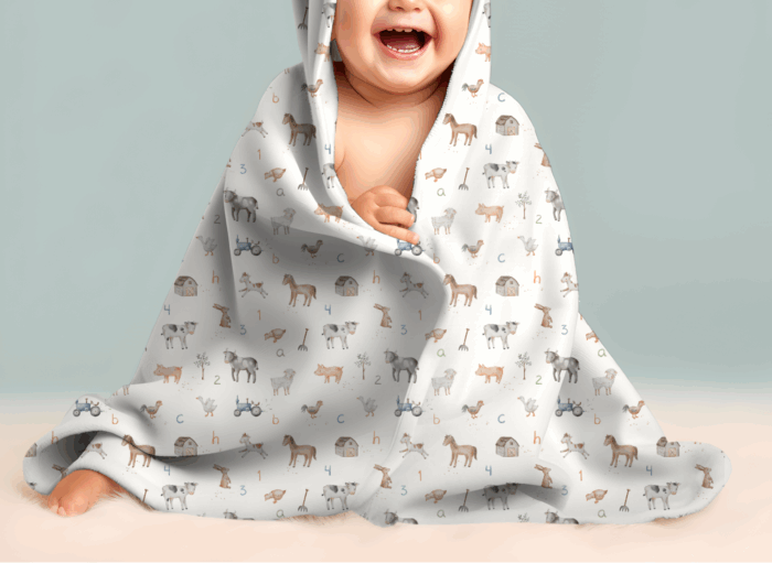 Tissu Imprimé Animaux de la Ferme Alphabet, 7 tissus au choix – Image 4