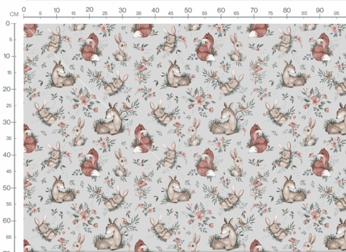 Tissu Imprimé Animaux Mignons de la Forêt Gris, 7 tissus au choix – Image 3