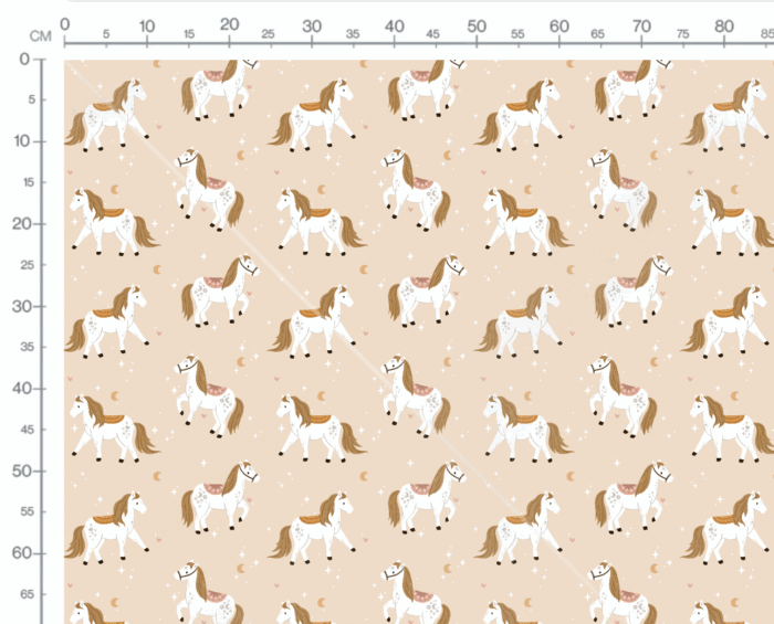 Tissu Imprimé Chevaux Étoiles Lune Beige, 7 tissus au choix – Image 3