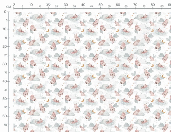 Tissu Imprimé Cochon Magique Blanc, 7 tissus au choix – Image 3