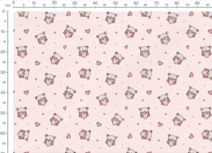Tissu Imprimé Coeur Ourson Rose, 7 tissus au choix – Image 3
