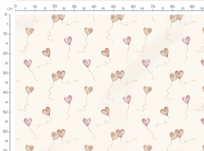 Tissu Imprimé Coeurs Ballons Crème, 10 tissus au choix – Image 3
