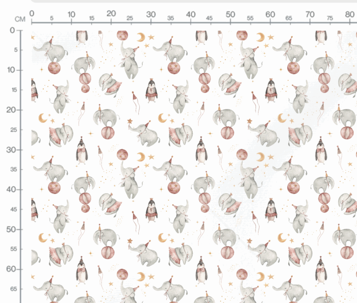 Tissu Imprimé Éléphant Danse, 7 tissus au choix – Image 2