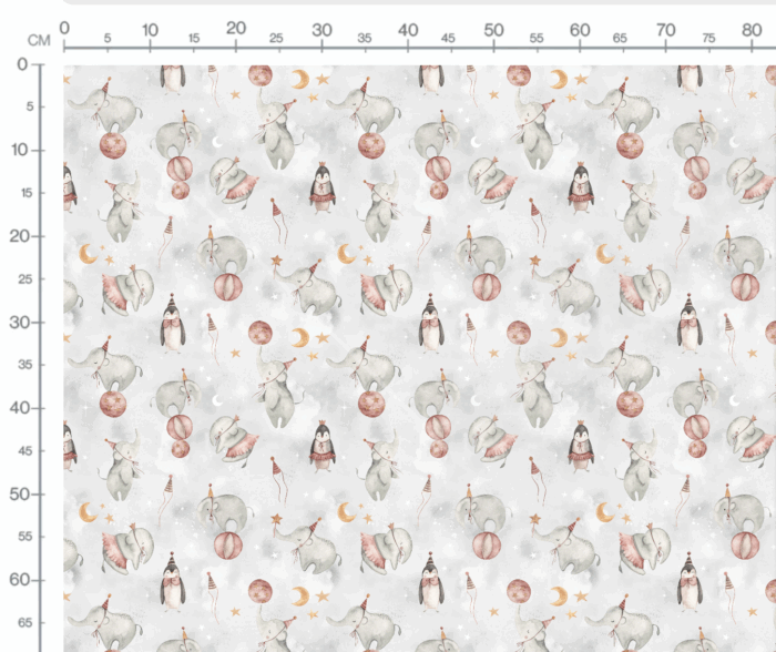 Tissu Imprimé Éléphant Danse Ciel, 7 tissus au choix – Image 3