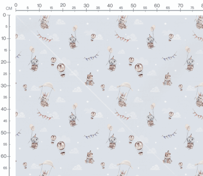 Tissu Imprimé Éléphant Lapin Ballons Bleu, 7 tissus au choix – Image 3