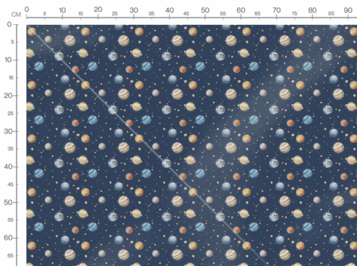 Tissu Imprimé Espace Planètes Étoiles Bleu, 10 tissus au choix – Image 2