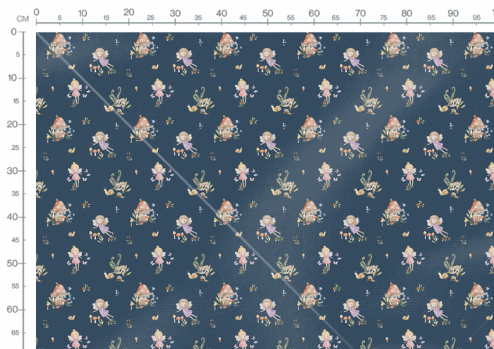 Tissu Imprimé Fée Forêt Enchantée Bleu, 7 tissus au choix – Image 3