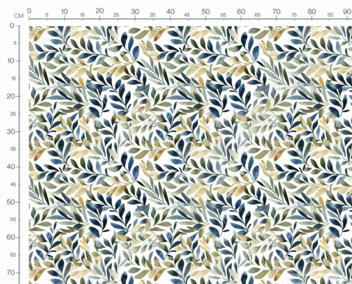 Tissu Imprimé Feuilles Aquarelle Sagesse, 7 tissus au choix – Image 3