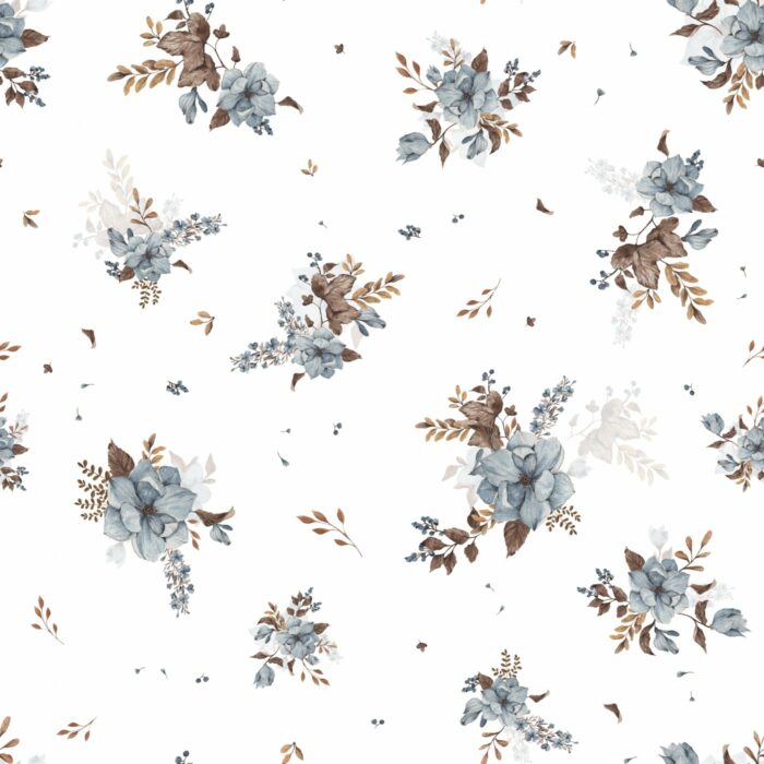 Tissu Imprimé Fleuri Valentina Blanc, 7 tissus au choix