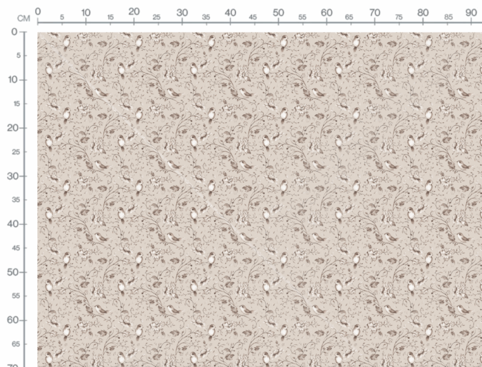 Tissu Imprimé Fleuri Oiseaux Mignons Beige Petit, 7 tissus au choix – Image 3