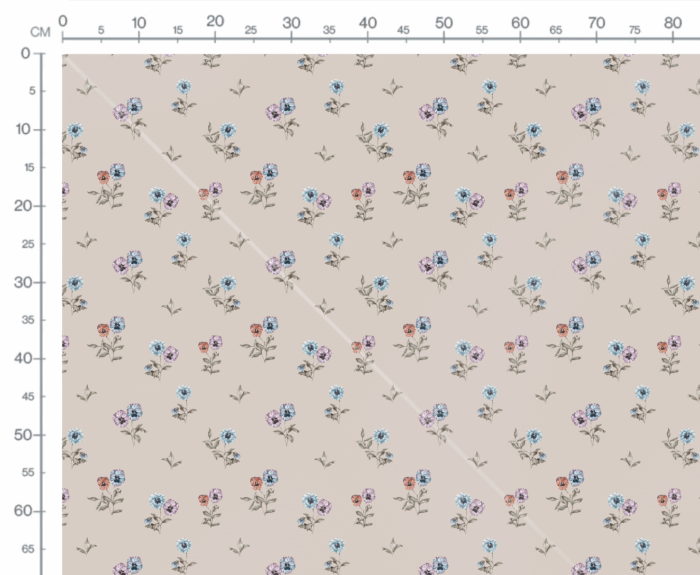 Tissu Imprimé Fleuri Pensées Beige, 7 tissus au choix – Image 3