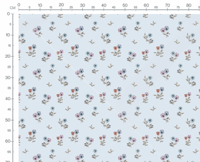 Tissu Imprimé Fleuri Pensées Ciel, 7 tissus au choix – Image 3