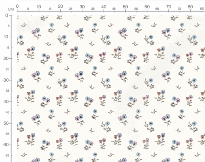 Tissu Imprimé Fleuri Pensées Crème, 7 tissus au choix – Image 3