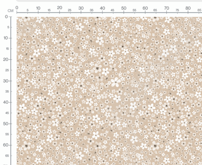 Tissu Imprimé Fleurs Blanches Prairie Beige, 7 tissus au choix – Image 3