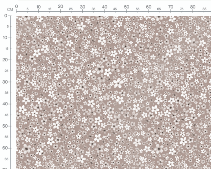 Tissu Imprimé Fleurs Blanches Prairie Taupe, 7 tissus au choix – Image 3