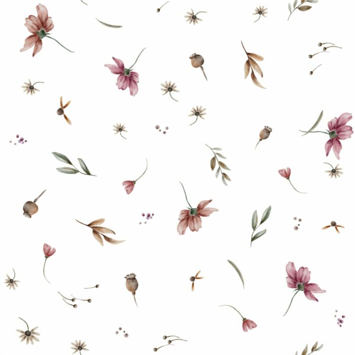 Tissu Imprimé Jardin Sauvage Petit Blanc, 7 tissus au choix