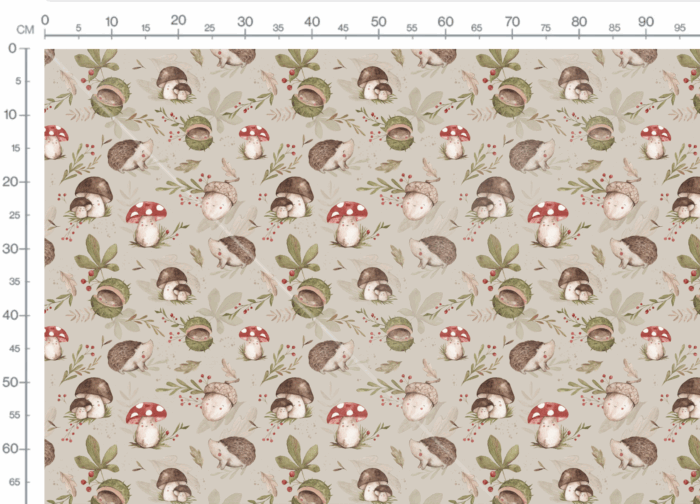 Tissu Imprimé Hérisson Châtaignes Beige, 7 tissus au choix – Image 3