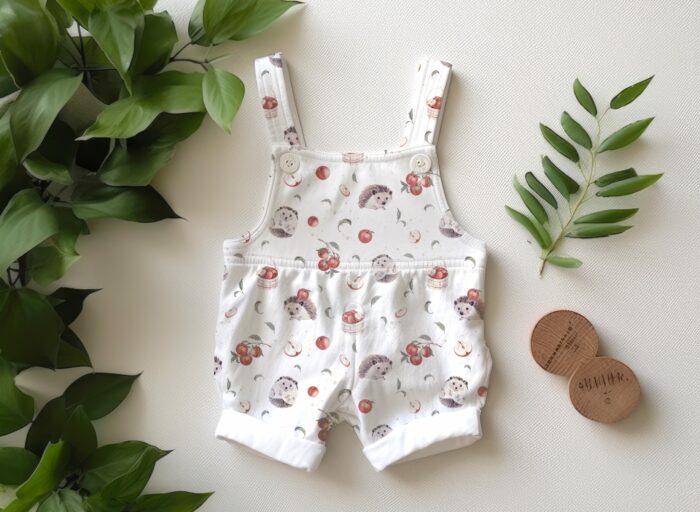 Tissu Imprimé Hérisson Mignon Pommes Beige Gris, 7 tissus au choix – Image 4