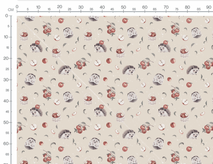 Tissu Imprimé Hérisson Mignon Pommes Beige, 7 tissus au choix – Image 3