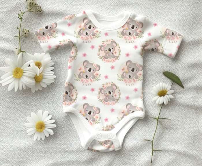 Tissu Imprimé Exclusif Koala Mignon Bébé Feuilles, 7 tissus au choix – Image 6