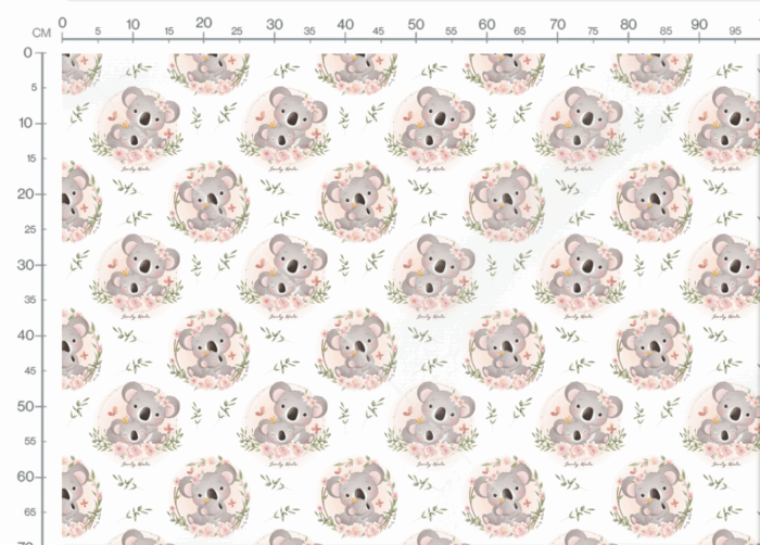 Tissu Imprimé Exclusif Koala Mignon Bébé Feuilles, 7 tissus au choix – Image 4
