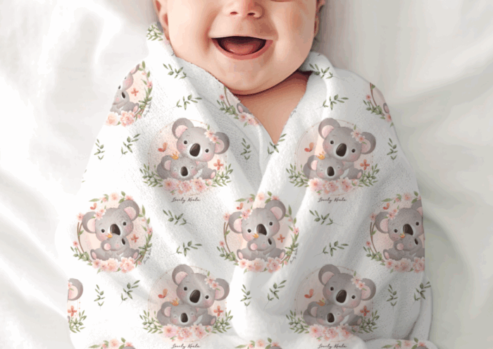 Tissu Imprimé Exclusif Koala Mignon Bébé Feuilles, 7 tissus au choix – Image 5