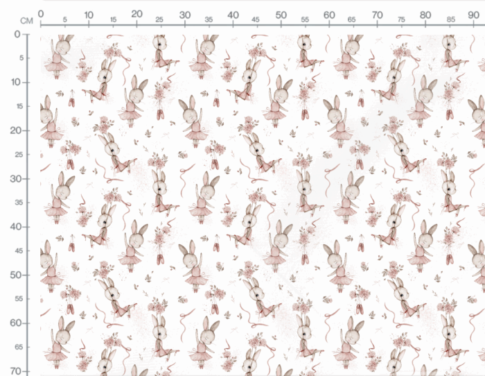 Tissu Imprimé Lapin Mignon Ballerine Blanc, 10 tissus au choix – Image 3