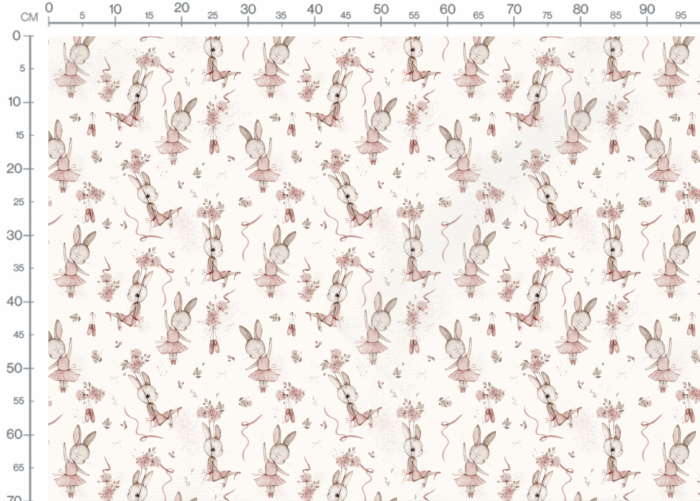 Tissu Imprimé Lapin Mignon Ballerine Crème, 7 tissus au choix – Image 3