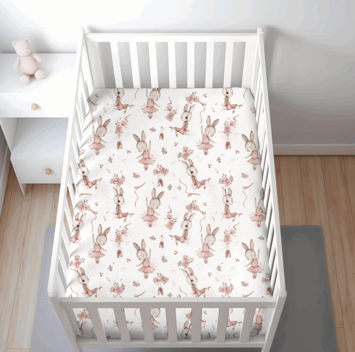 Tissu Imprimé Lapin Mignon Ballerine Blanc, 10 tissus au choix – Image 4