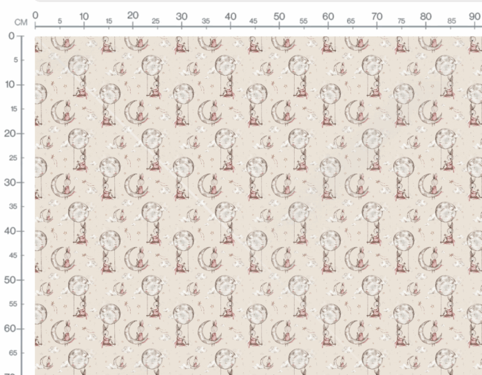 Tissu Imprimé Lapin Mignon Lune Beige Petit, 7 tissus au choix – Image 3