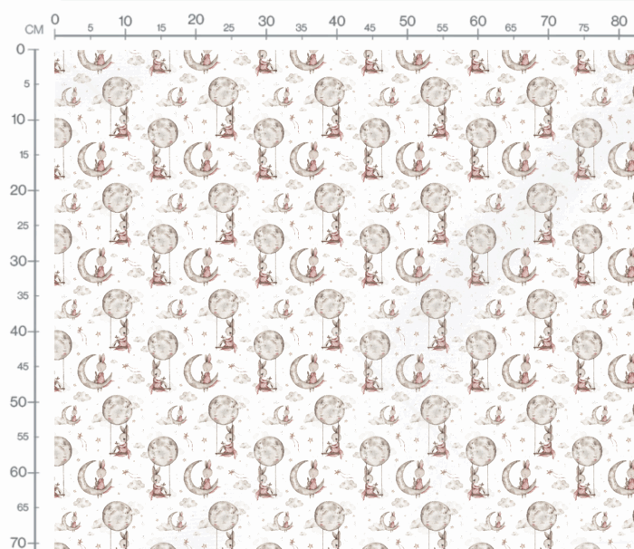 Tissu Imprimé Lapin Mignon Lune Blanc Petit, 7 tissus au choix – Image 3