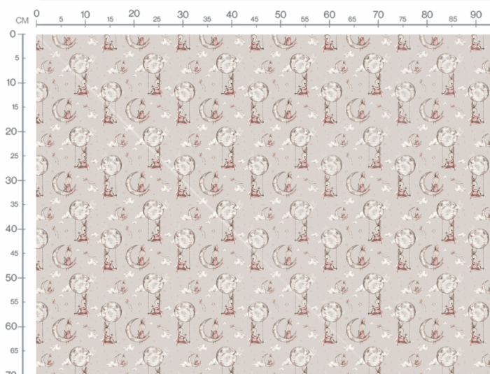 Tissu Imprimé Lapin Mignon Lune Gris Petit, 7 tissus au choix – Image 3
