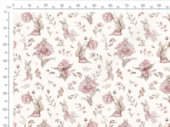 Tissu Imprimé Lapin Mignon Roses Crème Grand, 7 tissus au choix – Image 3