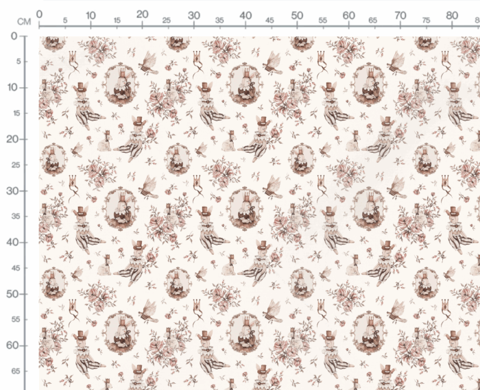 Tissu Imprimé Lapin Vintage Fleurs Crème, 10 tissus au choix – Image 3