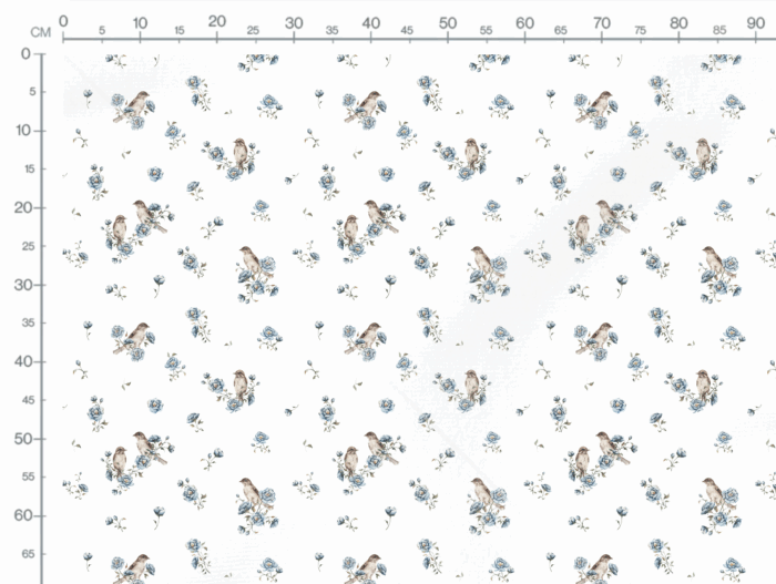 Tissu Imprimé Oiseaux Fleurs Bleues, 7 tissus au choix – Image 3