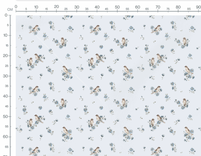Tissu Imprimé Oiseaux Fleurs Bleues Bleu, 7 tissus au choix – Image 3