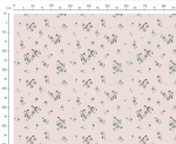 Tissu Imprimé Oiseaux Fleurs Bleues Blush, 7 tissus au choix – Image 3