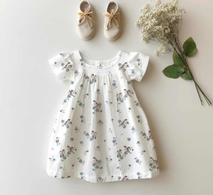 Tissu Imprimé Oiseaux Fleurs Bleues Bleu, 7 tissus au choix – Image 4