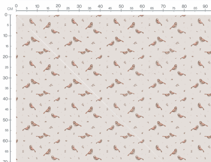 Tissu Imprimé Oiseaux Mignons Beige Gris Petit, 7 tissus au choix – Image 3