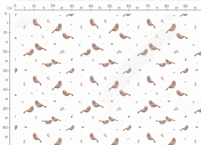 Tissu Imprimé Oiseaux Mignons Blanc Grand, 7 tissus au choix – Image 3