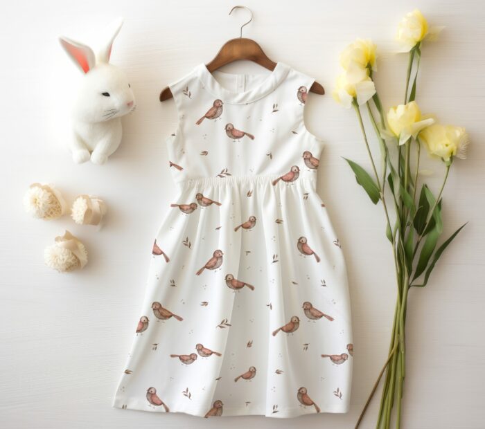 Tissu Imprimé Oiseaux Mignons Noir Grand, 7 tissus au choix – Image 4