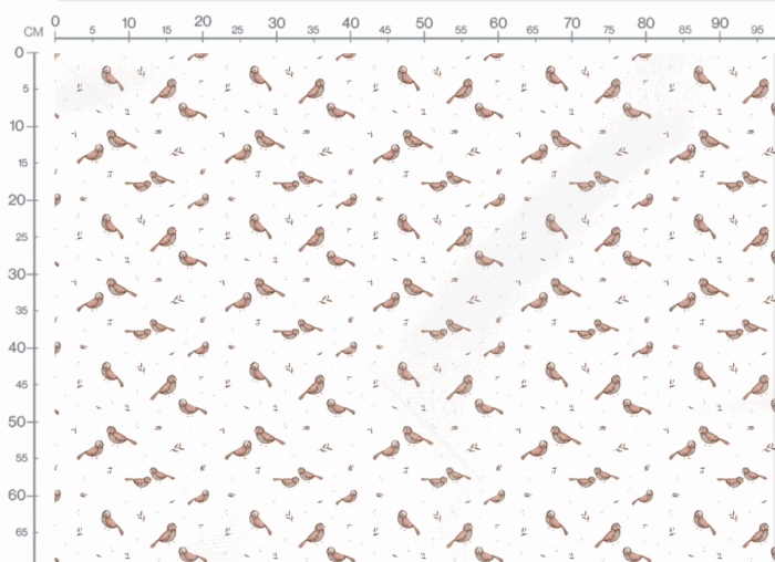 Tissu Imprimé Oiseaux Mignons Blanc Petit, 7 tissus au choix – Image 3