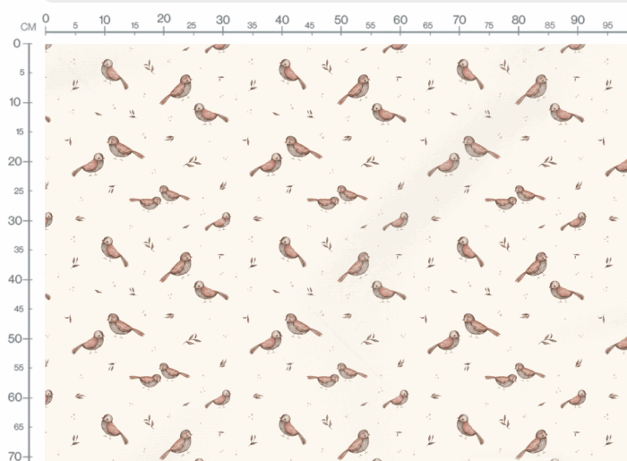 Tissu Imprimé Oiseaux Mignons Crème Grand, 7 tissus au choix – Image 3
