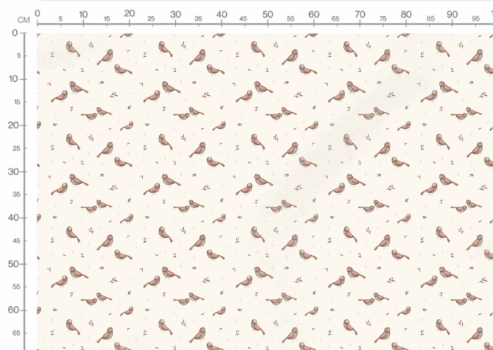 Tissu Imprimé Oiseaux Mignons Crème Petit, 7 tissus au choix – Image 3