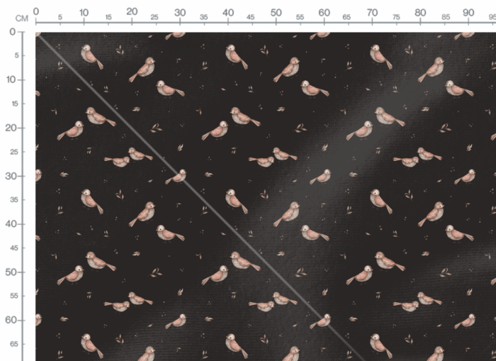 Tissu Imprimé Oiseaux Mignons Noir Grand, 7 tissus au choix – Image 3