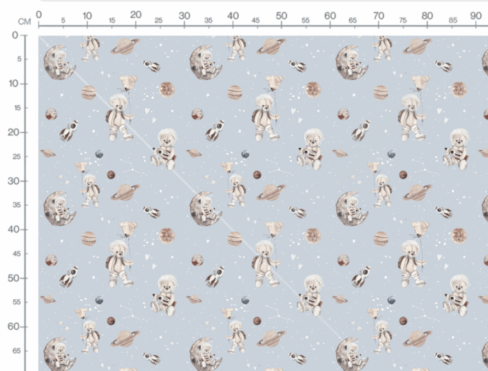 Tissu Imprimé Ourson Espace Bleu Ciel, 7 tissus au choix – Image 3