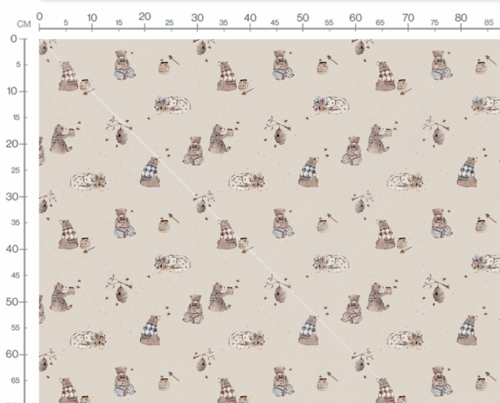 Tissu Imprimé Ourson Miel Abeille Beige, 7 tissus au choix – Image 3